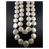 Champagne Freshwater Coin Pearl Necklace . 48"