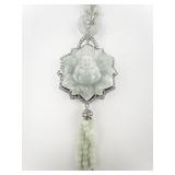 Aventurine Buddha CZ Accented Sterling Silver Bead Necklace & Enhancer.