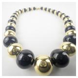 Onyx & Sterling Silver Bead Necklace.