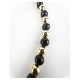 Onyx & Sterling Silver Bead Necklace.