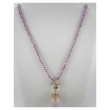 Gem En Vouge Kunzite & Multi Gem Enhancer With Freshwater Sterling Silver Pearl Necklace.