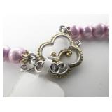 Gem En Vouge Kunzite & Multi Gem Enhancer With Freshwater Sterling Silver Pearl Necklace.