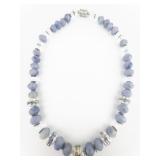 Sweet Romance Healing Hand Blue Base Metal Bead Necklace.