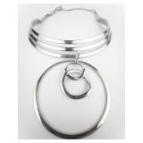 Silver Plated Copper Collar Bib Necklace.