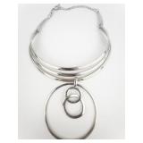 Silver Plated Copper Collar Bib Necklace.