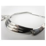 Silver Plated Copper Collar Bib Necklace.