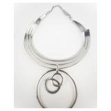 Silver Plated Copper Collar Bib Necklace.
