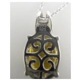 STS Jewels Canary Fluorite & Russian Diopside Sterling Silver Pendant Necklace .