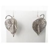 Filigree Anthurium Flower Sterling Silver Screw-Back Non-Pierced Earrings.
