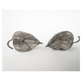 Filigree Anthurium Flower Sterling Silver Screw-Back Non-Pierced Earrings.