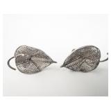 Filigree Anthurium Flower Sterling Silver Screw-Back Non-Pierced Earrings.