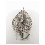 Filigree Anthurium Flower Sterling Silver Screw-Back Non-Pierced Earrings.