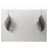 Curvy Marcasite Sterling Silver Post Back Pierced Earrings.