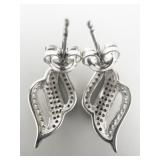Curvy Marcasite Sterling Silver Post Back Pierced Earrings.