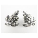 Danecraft Bunches Of Grapes Sterling Silver Screw-Back Non-Pierced Earrings.
