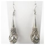 Ethnic Cone Sterling Silver French Wire Earrings .