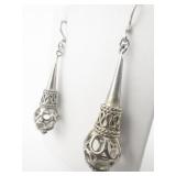 Ethnic Cone Sterling Silver French Wire Earrings .