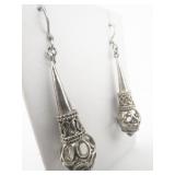 Ethnic Cone Sterling Silver French Wire Earrings .