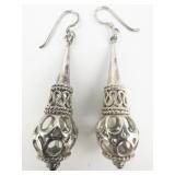 Ethnic Cone Sterling Silver French Wire Earrings .