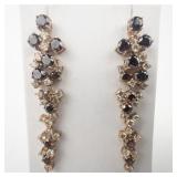 Gorgeous Multi-Colored CZ Rose Plated sterling Silver Post Back Dangle Earrings .