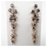 Gorgeous Multi-Colored CZ Rose Plated sterling Silver Post Back Dangle Earrings .