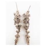 Gorgeous Multi-Colored CZ Rose Plated sterling Silver Post Back Dangle Earrings .