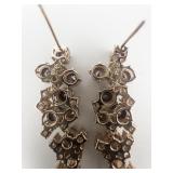 Gorgeous Multi-Colored CZ Rose Plated sterling Silver Post Back Dangle Earrings .