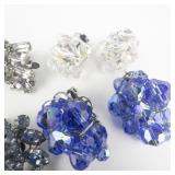 Group of 7 Bright Beaded & Rhinestone Base Metal Clip-On Earrings .