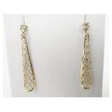 AVON 1979 Lattice Lace Solitaire CZ Accented Base Metal Dangle Earrings .