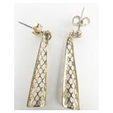 AVON 1979 Lattice Lace Solitaire CZ Accented Base Metal Dangle Earrings .