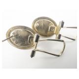 Oval Stone (Agate, Jasper ?)Yellow Plated Base Metal Omega Back Earrings .