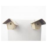 Super Unique Wooden Bird House Base Metal Post Back Pierced Earrings.