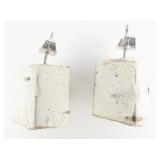 Super Unique Wooden Bird House Base Metal Post Back Pierced Earrings.