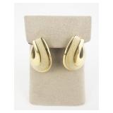 Napier Beige Enamel Swoop Gold Tone Base Metal Post Back Pierced Earrings.