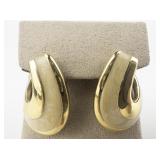 Napier Beige Enamel Swoop Gold Tone Base Metal Post Back Pierced Earrings.