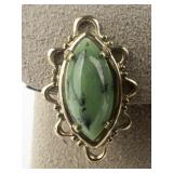 Bell Trading Post Serpentine (Dalmatian Jasper Or Jade?) Gold Tone Base Metal Clip-On Earrings .