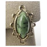 Bell Trading Post Serpentine (Dalmatian Jasper Or Jade?) Gold Tone Base Metal Clip-On Earrings .