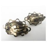 Bell Trading Post Serpentine (Dalmatian Jasper Or Jade?) Gold Tone Base Metal Clip-On Earrings .