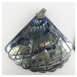 Abalone Shell sterling Silver French Wire Earrings .