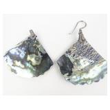 Abalone Shell sterling Silver French Wire Earrings .