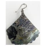 Abalone Shell sterling Silver French Wire Earrings .