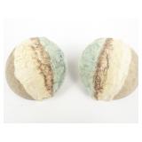 Large Beachy Fabric Base Metal Clip-On Earrings .