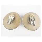 Large Beachy Fabric Base Metal Clip-On Earrings .