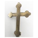 Vintage (Probable Antique) Budded Cross Yellow Gold Filled Lapel Pin.