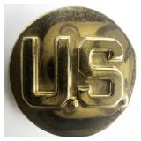 Vintage U.S. Block Letters Collar Disk (C1945-1970) Brass Collar Disk.