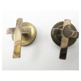 Pair Of Vintage Chaplain Collar Cross Yellow Base Metal (Gold Plated Brass?) Collar Pins .