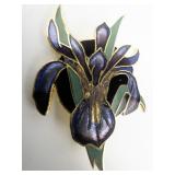 Wm Spear Designs Beautiful Champleve Enamel Iris Gold Plated Copper Lapel Pin. Attached To Original Packaging