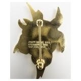 Wm Spear Designs Beautiful Champleve Enamel Iris Gold Plated Copper Lapel Pin. Attached To Original Packaging