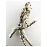 Tropical Bird With Aurora Borealis Rhinestones white Base Metal Brooch .