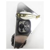 Abstract Design Synthetic Materials And Glass (?) Brooch .